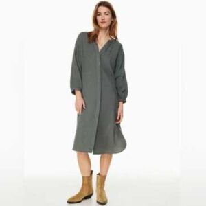 Wilfred Elegant Gray Linen Shirt Dress